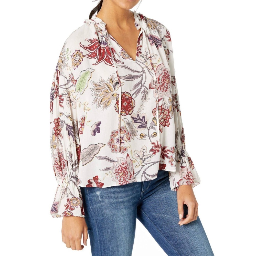 Sanctuary Prairie Smocked Long Sleeve Floral Blouse Small